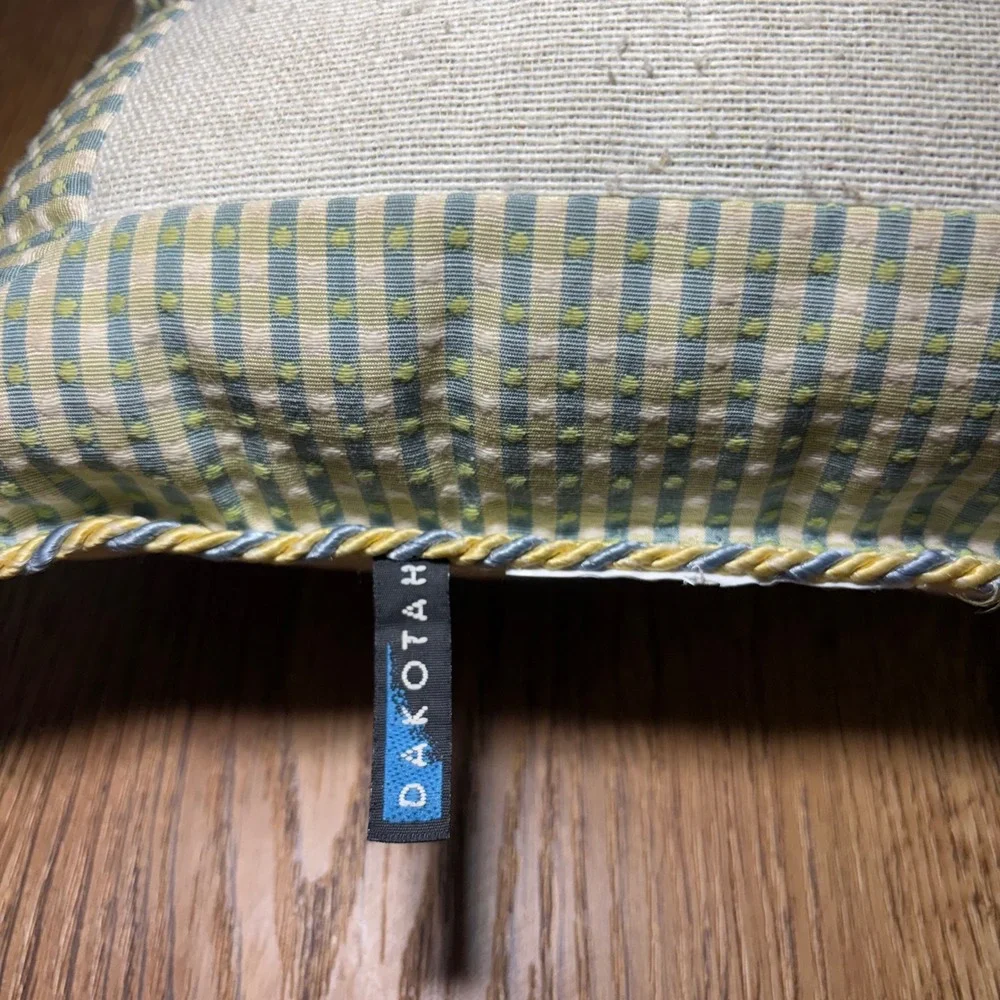 DakotaH Parrot Tapestry Throw Pillow Tropical Gingham Border Blue Green 15x15
